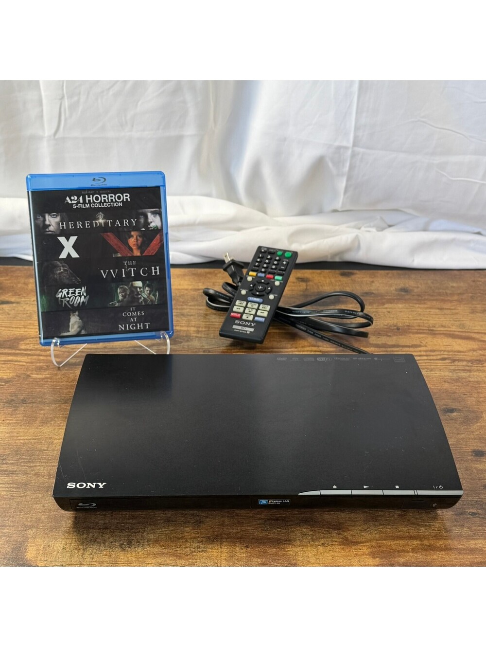 Sony BDP-S390 Blu-ray DVD Player WiFi Remote Power Cord A24 Horror 5-Film Bundle